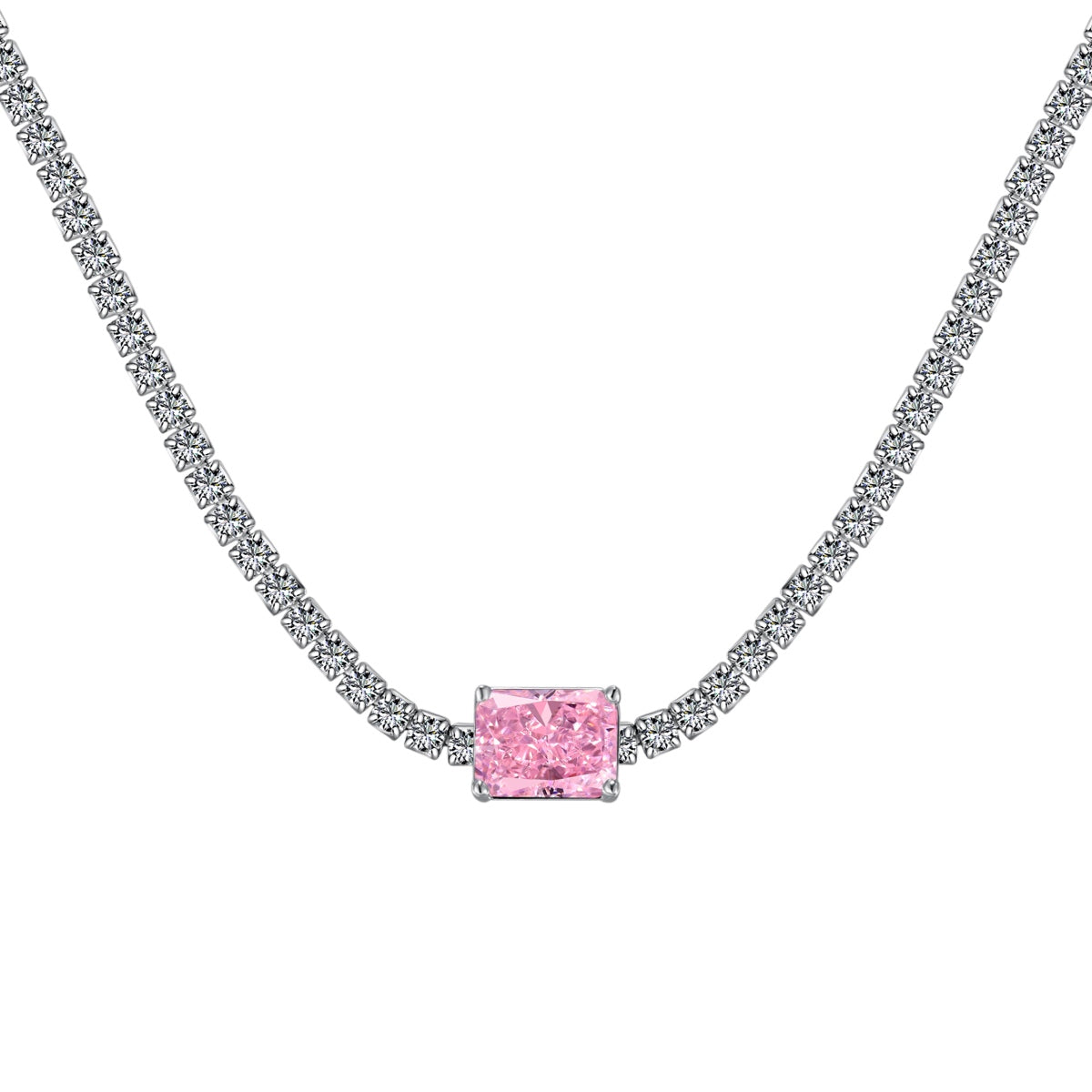 [Together]2.0 carat Ornate Emerald Cut Necklace