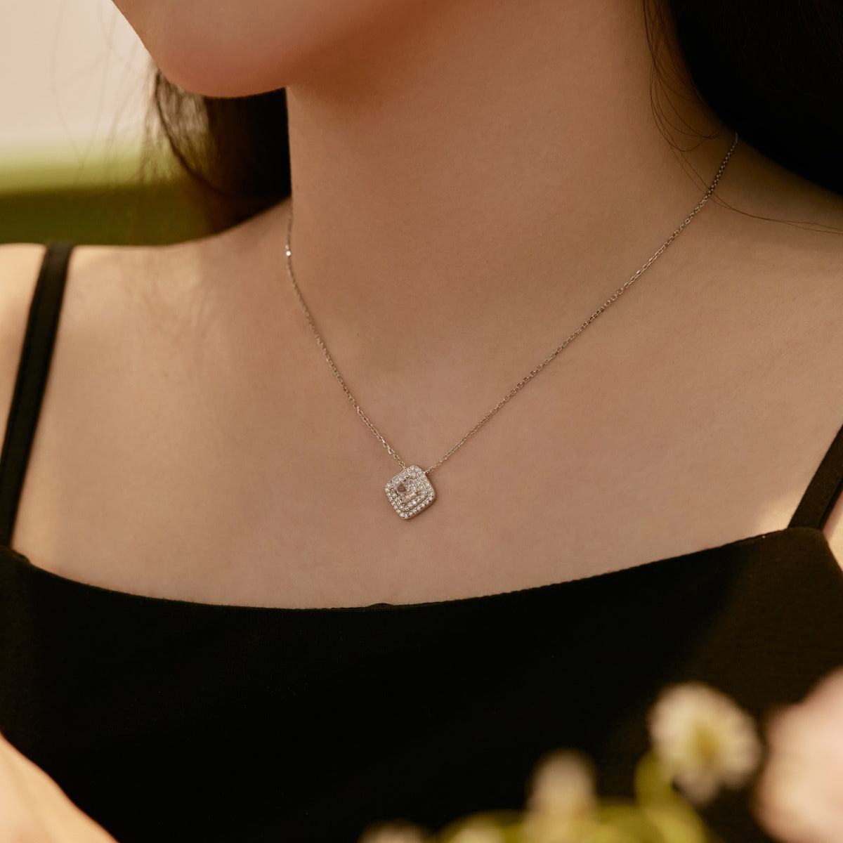 [Together]Sparkling Asscher Cut Necklace