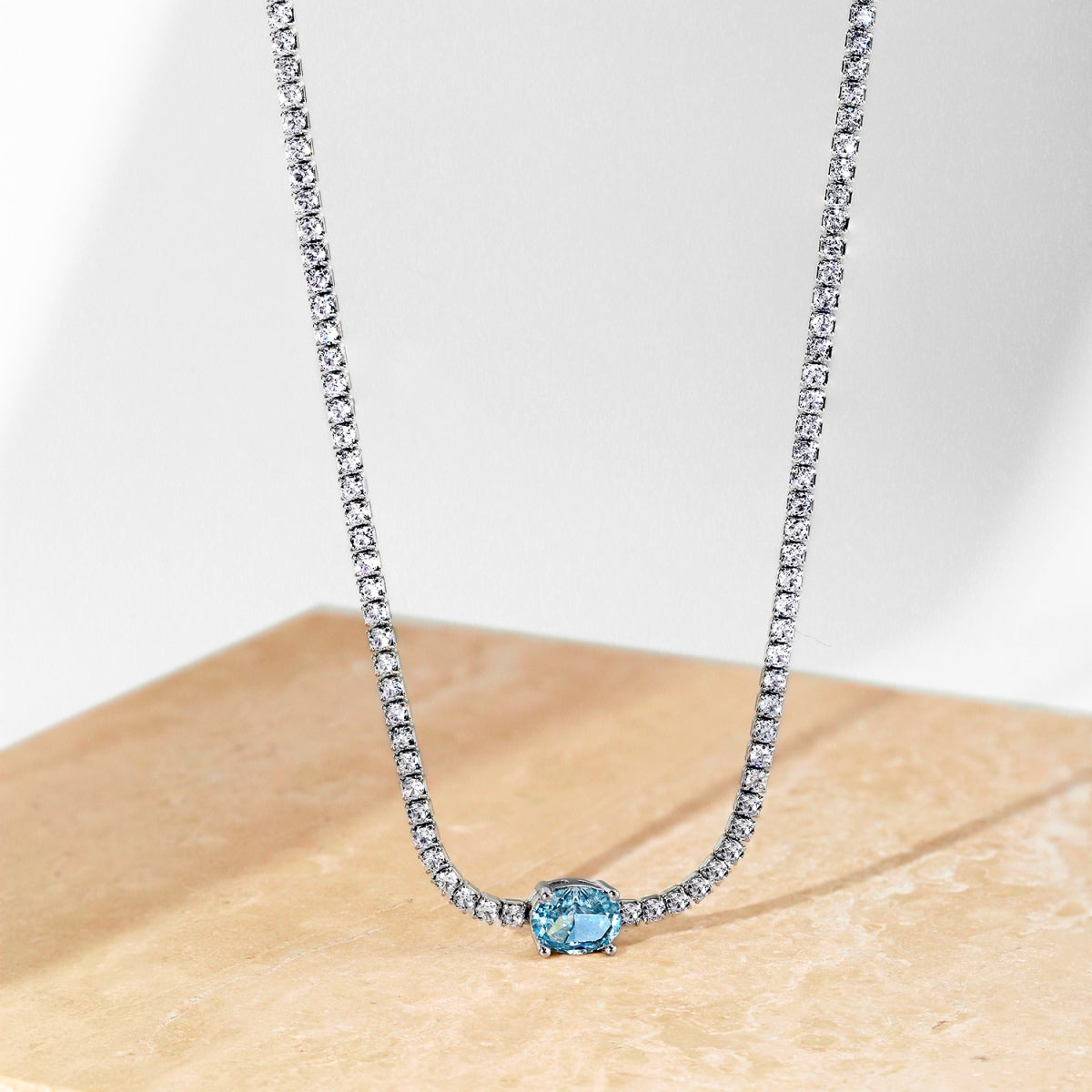 [Together]1.0 Carat Shining Oval Cut Necklace