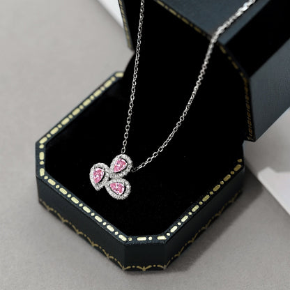 [Together]Elegant Flower Shape Pear Cut Necklace