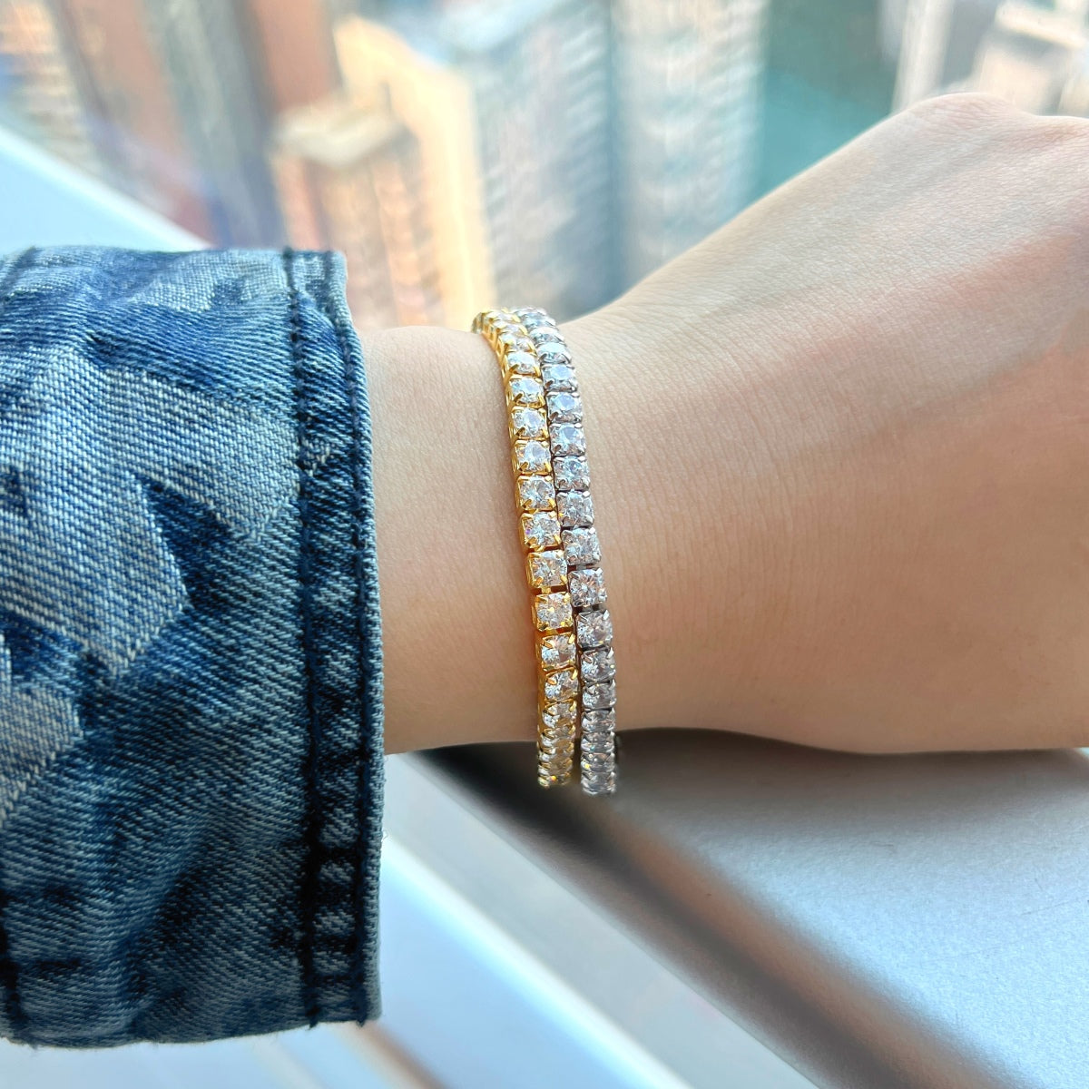 [Together]Sparkling Radiant Princess Cut Tennis Bracelet