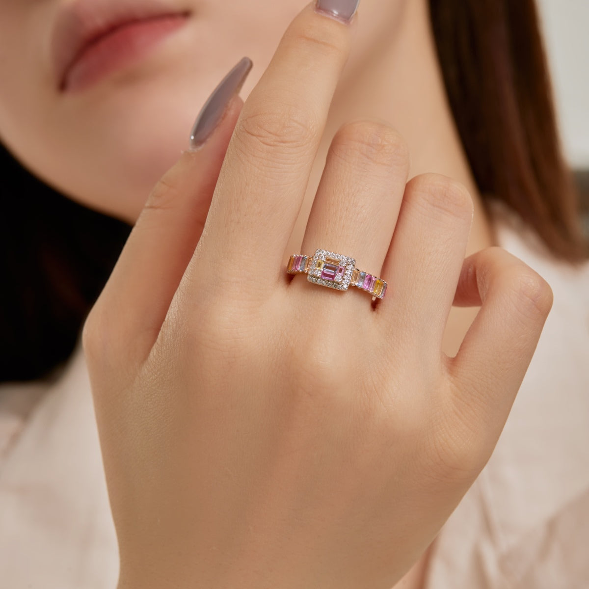 [Together]Exquisite Colorful Radiant Cut Party Ring