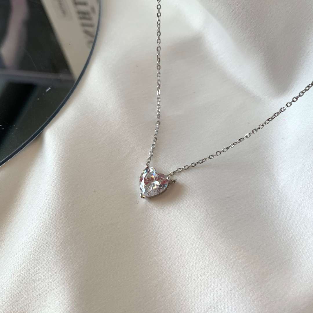 [Together]Heart Shape Main Stone Pendant Collarbone Necklace