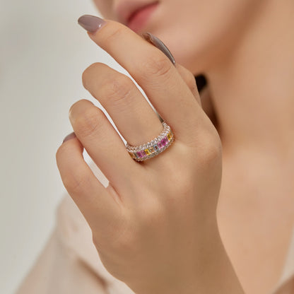 [Together]Dainty Colorful Radiant Cut Daily Ring