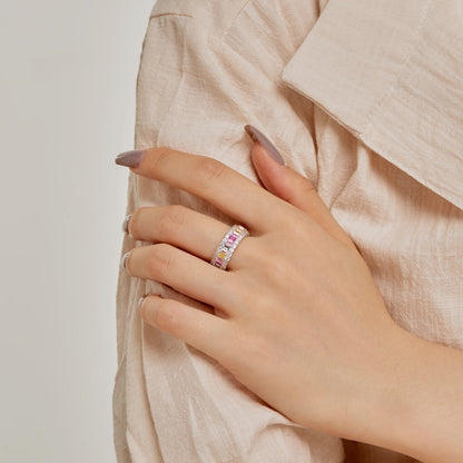 [Together]Dainty Colorful Radiant Cut Daily Ring