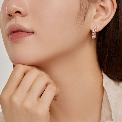 [Together]Dazzling Colorful Emerald Cut Daily Earrings