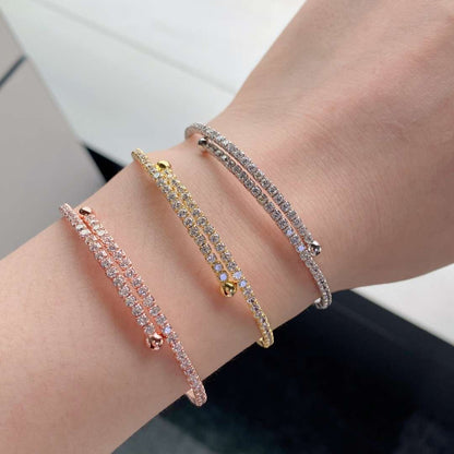 [Together]Row of Diamonds Round Fashion Bracelet