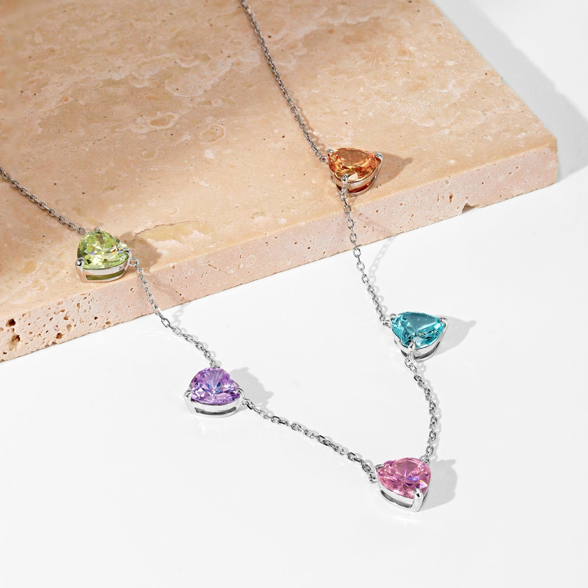 [Together]Sparkling Colorful Heart Cut Necklace