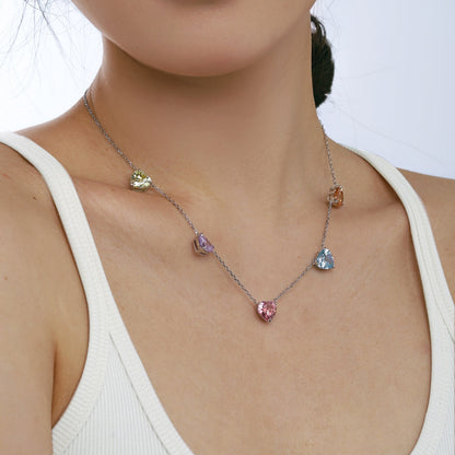 [Together]Sparkling Colorful Heart Cut Necklace