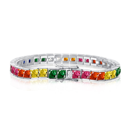 [Together]Radiant Colorful Princess Cut Tennis Bracelet