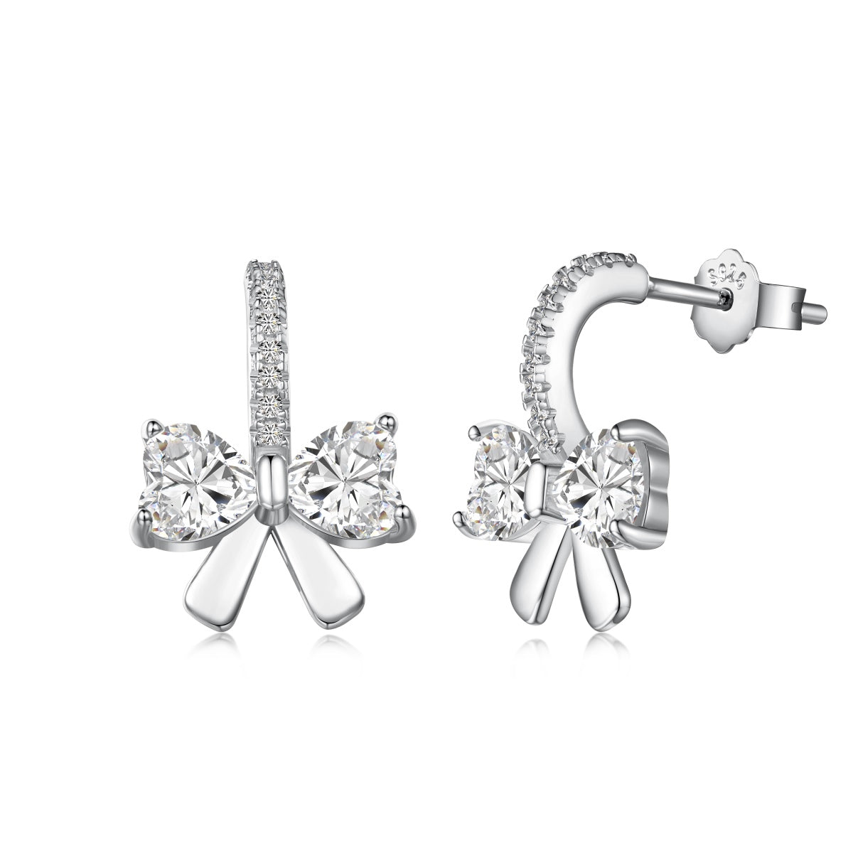 [Together]Exquisite Earrings With Heart-Shaped Bow Design