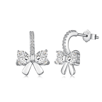 [Together]Exquisite Earrings With Heart-Shaped Bow Design