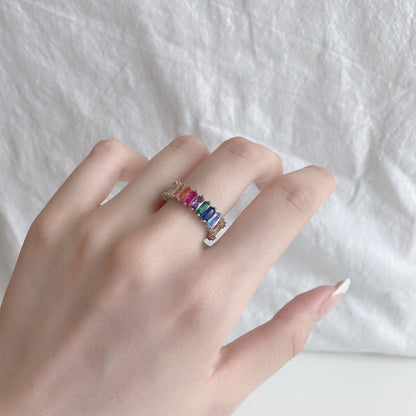 [Together]Unique Colorful Radiant Cut RIng