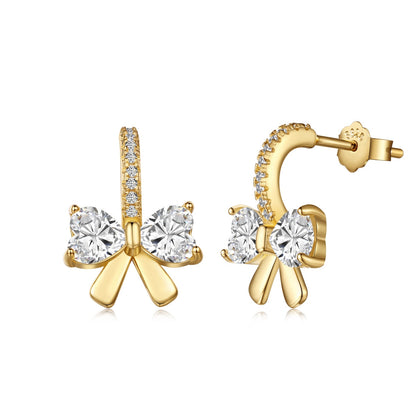 [Together]Exquisite Earrings With Heart-Shaped Bow Design