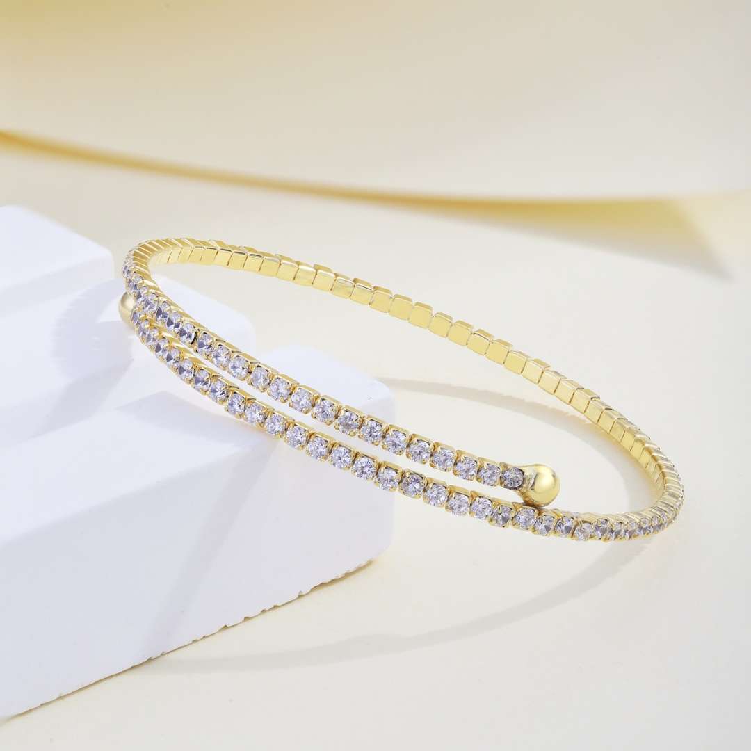 [Together]Row of Diamonds Round Fashion Bracelet