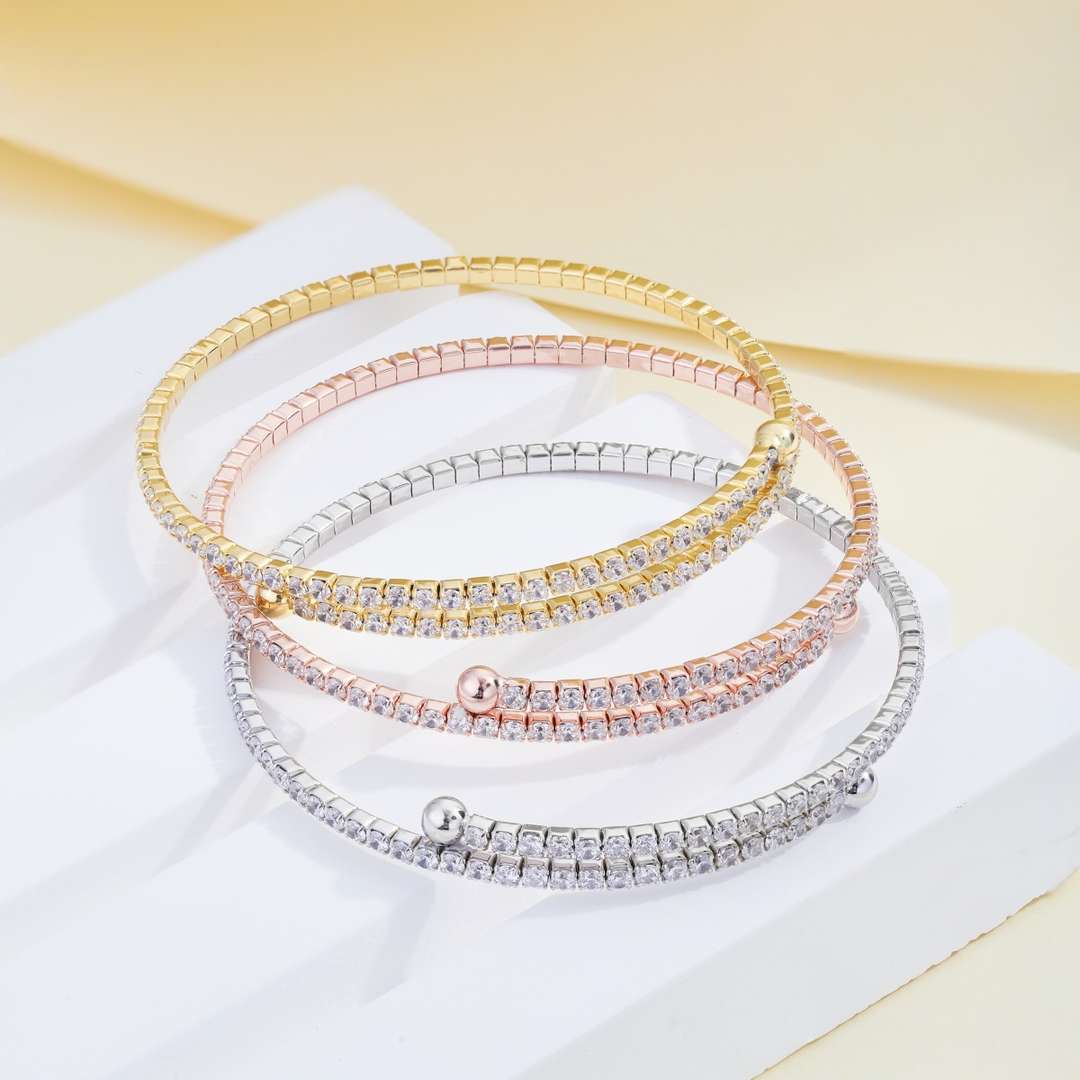 [Together]Row of Diamonds Round Fashion Bracelet