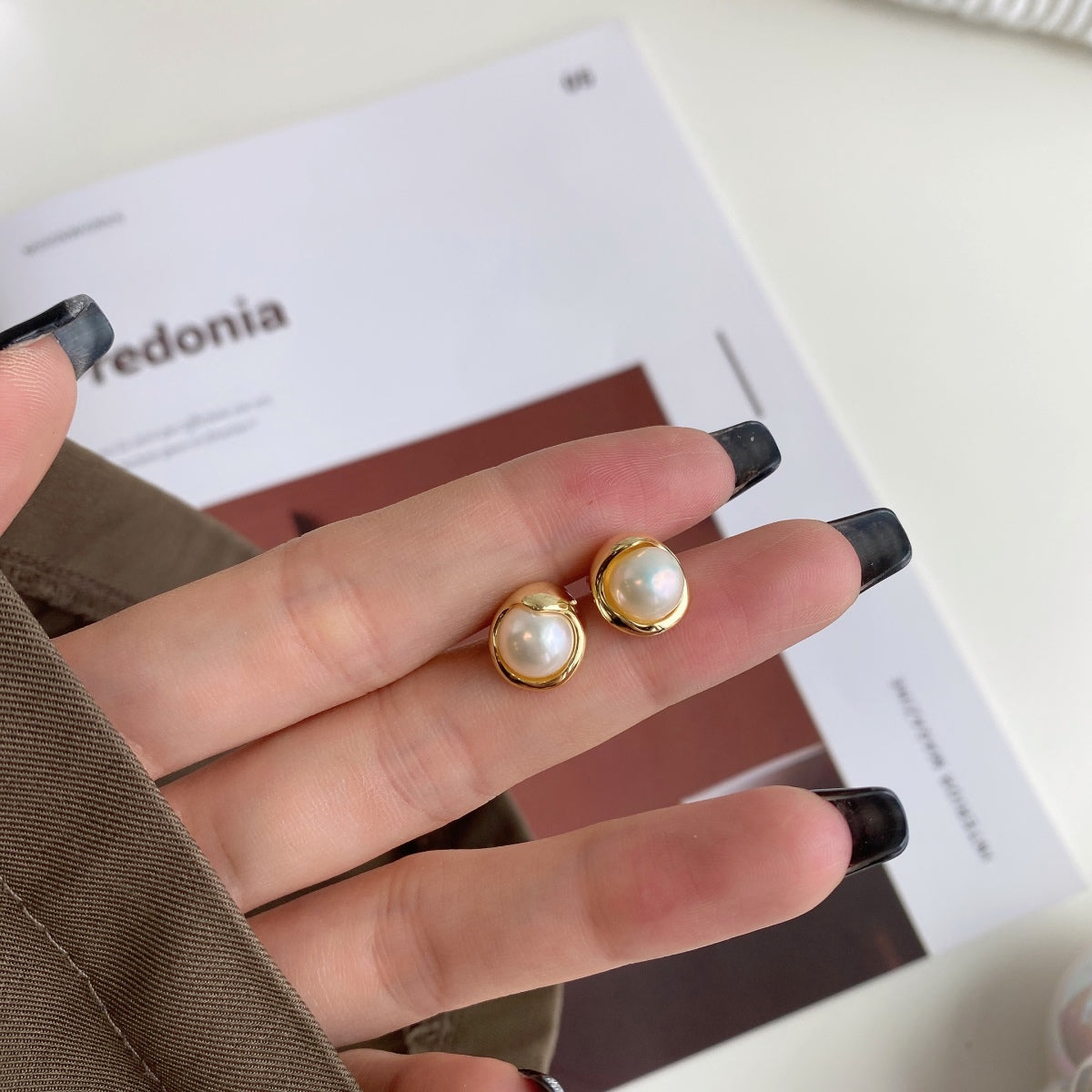 [Together]Dainty Bread Pearl Earrings