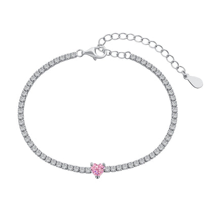 [Together]0.5 Carat Elegant Romantic Heart Shape Lover Bracelet