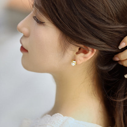 [Together]Dainty Bread Pearl Earrings