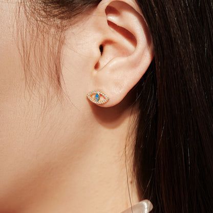 [Together]Blue Devil Eyes Hollow Stud Earrings