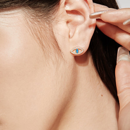 [Together]Blue Devil Eyes Hollow Stud Earrings