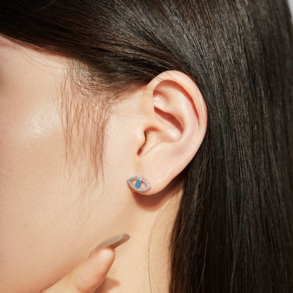 [Together]Blue Devil Eyes Hollow Stud Earrings