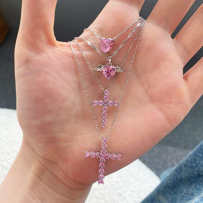 [Together]Heart Shape Main Stone Pendant Collarbone Necklace