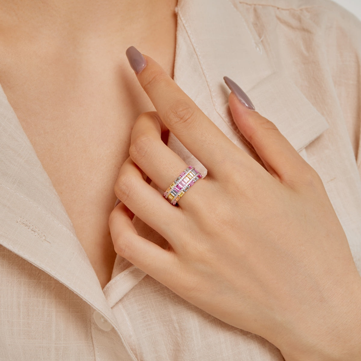 [Together]Dazzling Colorful Radiant Cut Party Ring