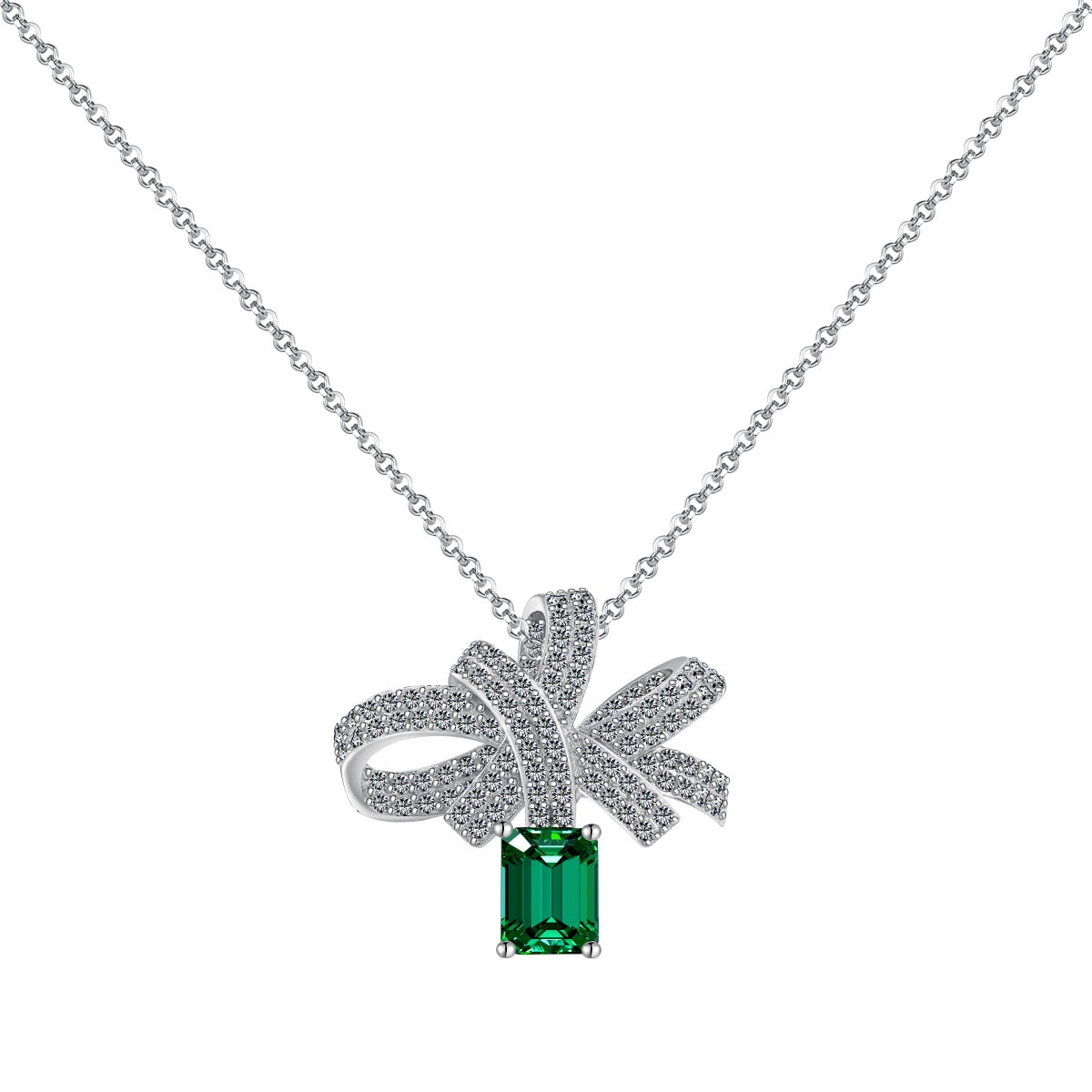 [Together]Luxurious Flower Shape Emerald Cut Necklace