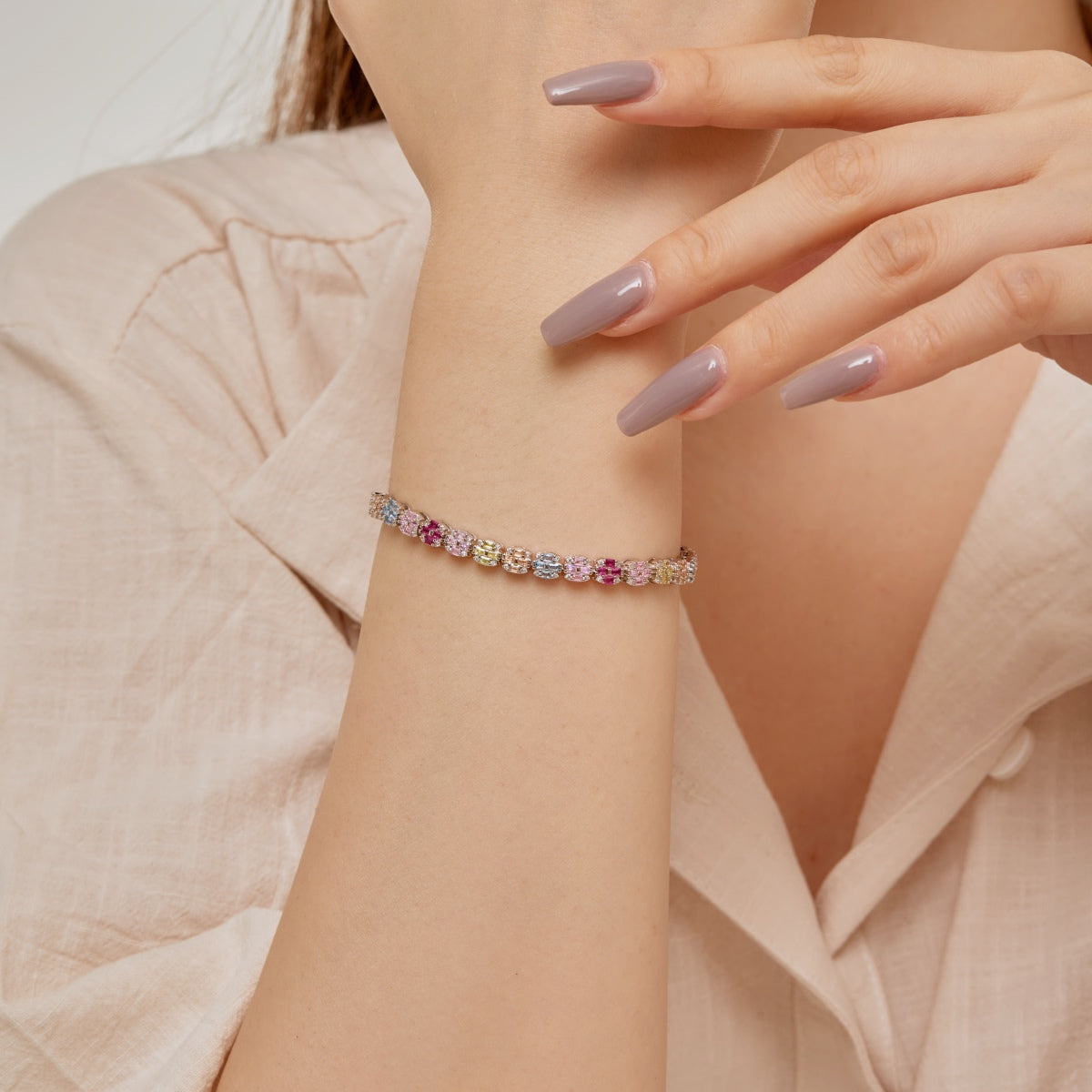 [Together]Delicate Colorful Emerald Cut Daily Bracelet