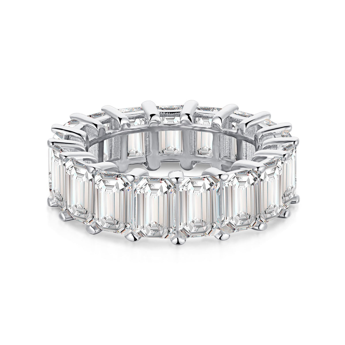 [Together]0.75 Carat Elegant Emerald Cut Tennis Ring